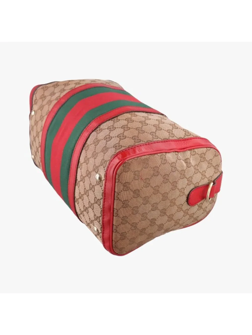 Gucci Sherry Line Beige Red Green Canvas Leather Shoulder Bag